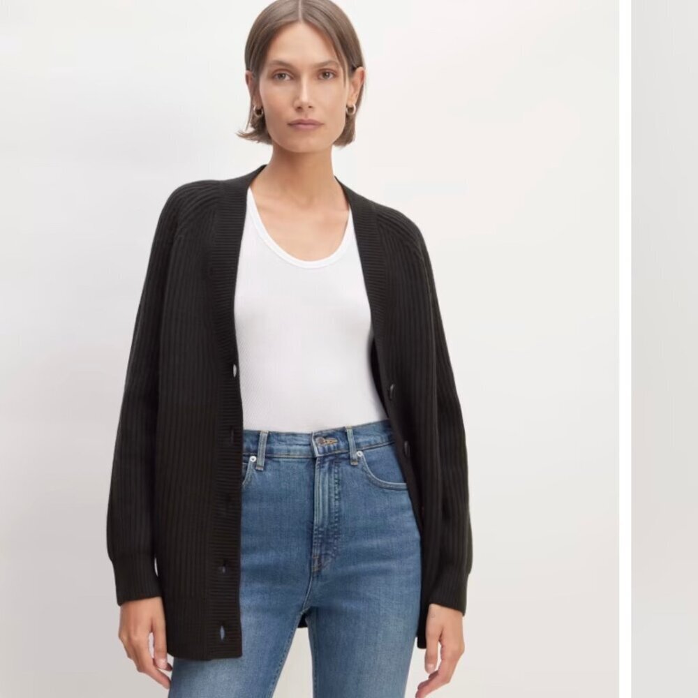 Everlane Women's Black Ribbed Cardigan